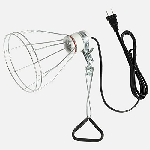 Simple Deluxe 1-Pack Clamp Lamp Light with Steel Cage Wire Grillup to 250W E26 Socket (No Bulb Included), 6' Cord, Silver - size: Lamp Cage (250 Watts), style: 1-Pack (Ceramics)