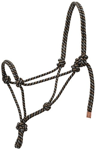 Weaver Leather Diamond Braid Rope Halter , Black/Tan/White, Average Horse