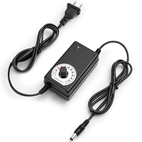 Facmogu Adjustable Power Supply 3V-12V 2A, Universal AC/DC Adapter | 100-240V with Variable Voltage Control for LED Strip, Router, Fan, Speed Controller | Multi Voltage Replacement Power Adapter - size: 3-12V 2A