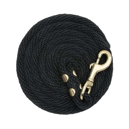 Weaver Equine Performance Lead Rope, Lime Zest, 8' Horse Value Rope with Brass Plated 225 Snap, Soft Comfort Grip, Barn Horse Tack for Daily Use - color: Black