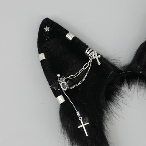 Handmade Wolf Ears Headband Fox Ear Hairband Wolf Cosplay Props - color: Black