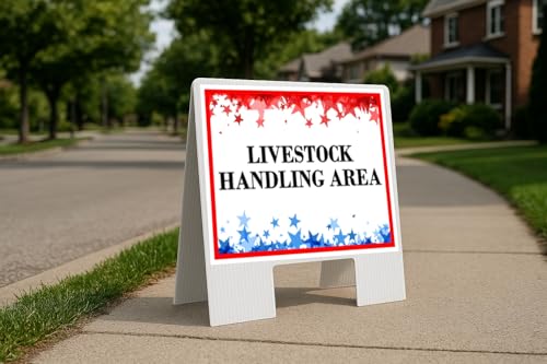 Livestock Handling Area 4Th Of July American Flag Usa Patriotic Red Blue Stars A-Frame Double Sided 23x23 in. Yard Road Sign - size: Double A-Frame Sign