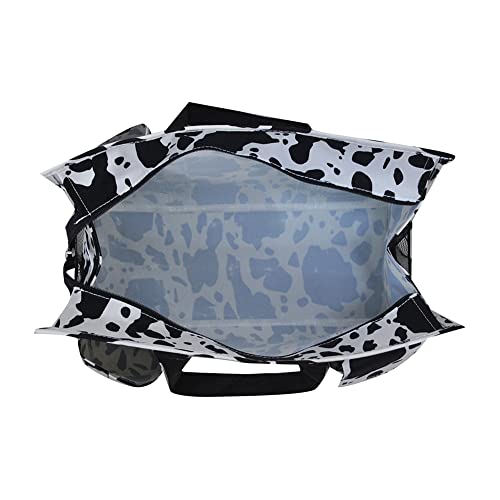 NGIL Utility Water Resistant Tote Bag | Work Tote for Women, Nurse Bag, Teacher's Choice Purse, Gym Bag, Everyday Organizer Top Zipper Closure - color: Cow Splatter-black