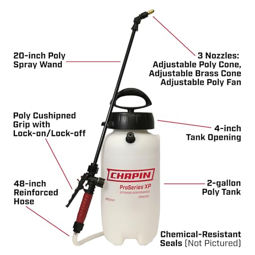 CHAPIN 2-Gallon Heavy-Duty Compression Sprayer | Chemical-resistant seals for weed killers, fertilizers, insecticides and professional spraying - size: 2-Gallon