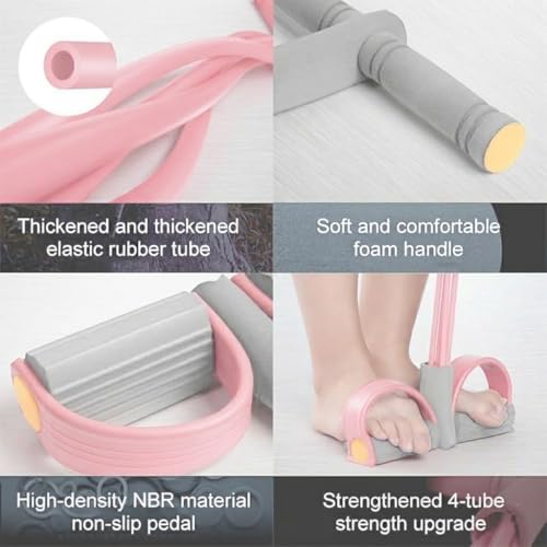 21 Fitness Resistance Bands-6 Tube Pedal Ankle Puller, Pedal Resistance Band with Handle, Natural Latex Fitness Bands, Multifunction Tension Rope for Abdomen, Waist, Arm