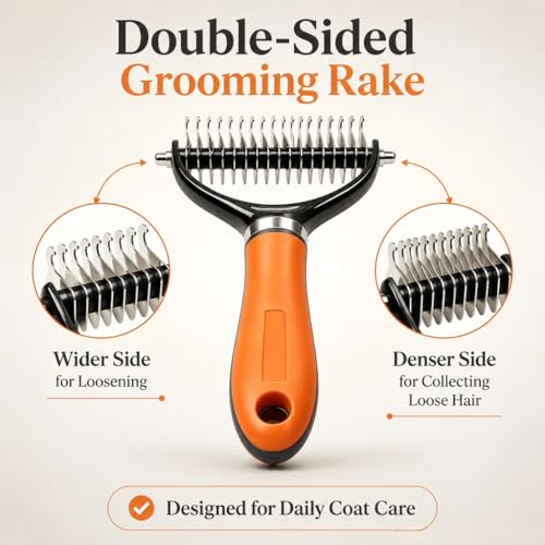 Double Sided Pet Grooming Rake, Extra Wide Deshedding Brush for Dogs Cats, Professional Long Hair Pet Shedding Comb Effectively Reduces Loose Hair (green) - color: green