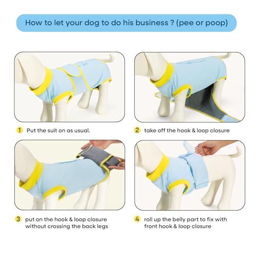 Recovery Suit for Dogs Cats After Surgery, Cone Alternative, Blue Yellow, M | Soft Breathable Fabric, Prevents Licking & Scratching, Easy to Put On, Machine Washable, Post-Surgery, Wound Protection - color: Blue Yellow, size: M (Back:13.4-16.1'', Weight:1