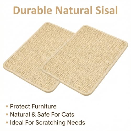 2-Piece Natural Sisal Rabbit Accessories, Scratching Pad, Premium Rug for Rabbit, Multi-Functional Bunny Mat, for Cage Flooring & Chewing