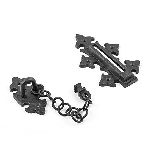 Renovators Supply Manufacturing Door Chain Lock 5 in Black Wrought Iron Chain Door Latch with Mounting Hardware - size: Pack of 1, style: 5 inch - Chain Style