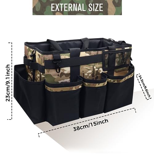SCAVATA Wearable Cleaning Caddy Organizer with Handle & Shoulder Straps for Housekeepers, Under Sink & Car Cleaning Tool Organizer Bag with 4 Foldable Dividers (Camouflage) - color: Camouflage