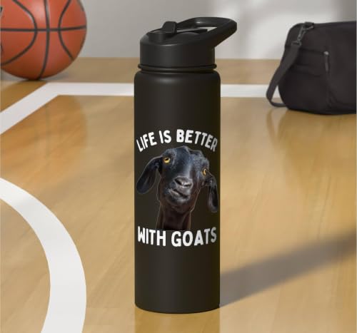 Funny Life is Better with Goats Whisperer Goat Lover Kids Stainless Steel Insulated Water Bottle - color: Black