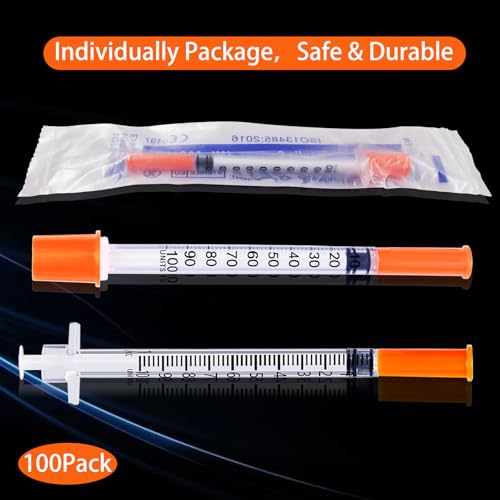 1ml 30g 1/2 inch Syringe, 100 Pack Lab Supplies Individually Wrapped - size: 1ml-30G-1/2", style: 100 Pack
