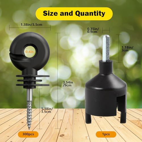 210PCS Upgraded Black Electric Fence Insulators,1 Pc Free Insulator Socket Tool,and 1 Gloves,Screw in Ring Insulators for Farm Animal Fencing(Grid System Accessories for Animal Husbandry Electronic)