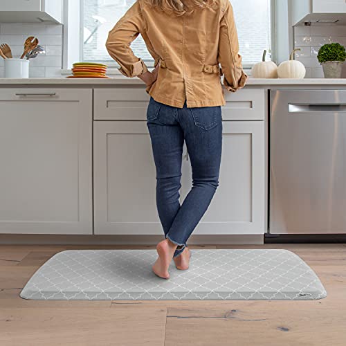 GelPro Elite Premier Anti-Fatigue Kitchen Comfort Floor Mat, 20x48, Lattice Light Grey Stain Resistant Surface with Therapeutic Gel and Energy-Return Foam for Health & Wellness - color: Trellis Light Grey, size: 48"L x 20"W x 0.8"Th
