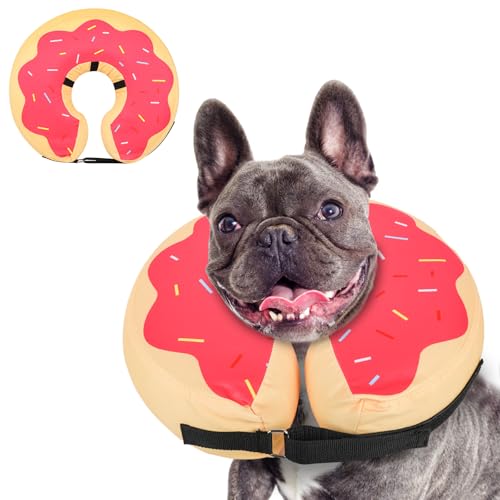 MIDOG Inflatable Dog Cone, Donut Recovery Collar After Surgery, Medium+ | Soft inflatable donut e-collar; stops licking after surgery; pet eats & sees normally; neck 14-18 in (M+); not for chewers - color: DarkPink, size: Medium+ (Neck:14"-18")