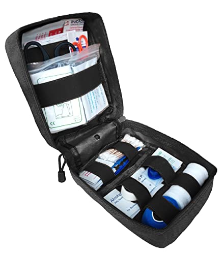 First Aid Kit EMT Medical IFAK Pouch Molle Tactical Med Emergency Bag Black | Molle Tactical Trauma Utility Emergency Kits for Camping Home Car Hiking Hunting - color: Black