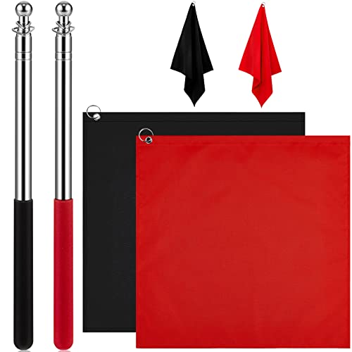 48" Horse Training Flag Horse Training Equipment with 4 Feet Replacement Flags and Telescopic Handheld Flagpoles, Red, Black