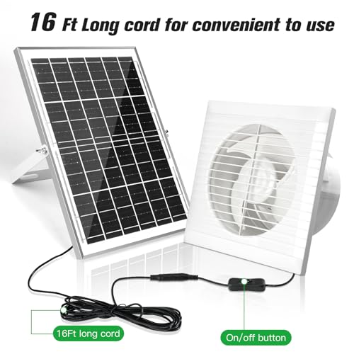 blessny 6" Solar Exhaust fan for Greenhouse, Chicken Coop, Shed & Pet House | 15W Solar Powered Ventilation Vent Fan for Outdoor Air Circulation - size: 6" Fan Kit