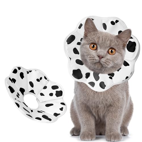 Soft Adjustable Cat Cone Collar, Comfortable Cat Recovery Collar | Suitable for Various Types of Cats,Elizabethan Neck Protective Collar for Cats After Surgery (Milk, X-Small) - color: Milk, size: X-Small