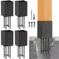 4 Pack 4x4 Metal Post Base Holder Bracket for Concrete Deck (Black) | Internal 3.5"x3.5", Post Anchor Brackets Ground Spike, For Concrete Deck, For Wood Fence, Railing, Pergola, Porch - size: 4IN, style: 4Pcs