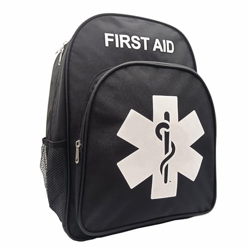 Red Emergency Bag First Aid Backpack Empty Medical First Aid Treatment First Responder Trauma Bags for Hiking Outdoors Travel Camping Pet Dog Cat Daycare (Black White) - color: Black White