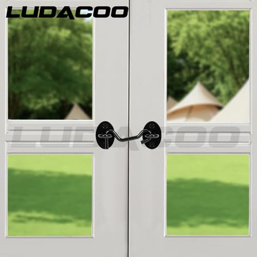 3" Hook and Eye Gate Latch, Sturdy Thickened Barn Door Lock Door Latch Hardware for Gates, Windows, Fences, Cabinets, and Sheds, Black, 1 Pack - size: 3 Inch