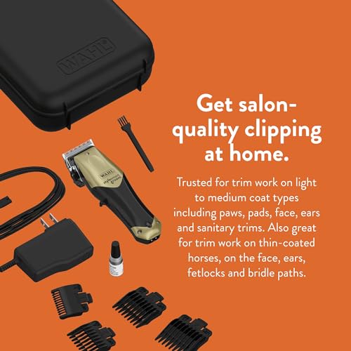 WAHL Professional Animal StyleSmart Cordless Clipper Kit for Pet, Dog & Cat Grooming (#70007) - Dog, Cat & Horse Grooming Supplies - Pet Hair Trimmer - with Guide Combs & Blade - Gold