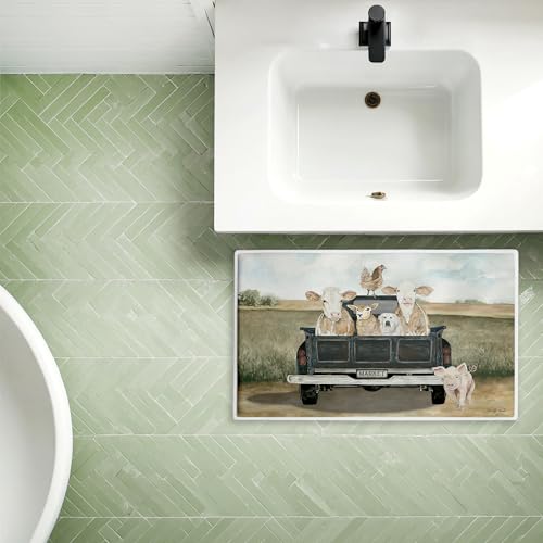 Stupell Industries Ready for A Ride Animals, 30 x 18 | Anti-Fatigue Floor Mat, Ergonomic Cushioned for Kitchen & Standing, Non-Slip Backing | by Cindy Jacobs