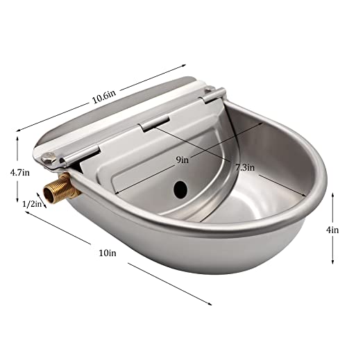 Automatic Dog Water Bowl Dispenser with Brass Float Valve and Drain Hole | Heavy‑Duty 304 Stainless Steel, Wall‑Mounted, Auto‑Refill Waterer, for Dogs, Cats, Chickens, Cattle, Pigs, Goats and Sheep