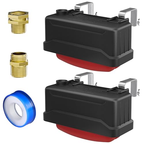 EyGde 2 PCS Water Trough Float Valve for Stock Tank, Includes 3/4" Hose Metal Connectors, PTFE Tape, Automatic Water Level Control Device for Livestock Waterer, Poultry, Cattle, Goat, Pool, Pond