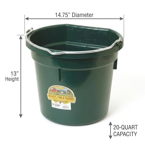 FarmTek Flat-Back Utility Bucket – 20-Quart, Heavy-Duty Poly | Space-Saving Flat-Back Design, Reinforced Rim for Durability, 20-Quart High-Volume Capacity