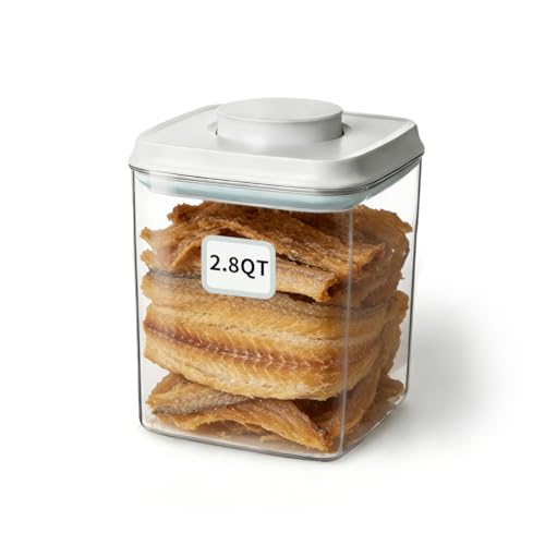Dog Food Storage Container with One-Touch Lid, 2.8 QT / 2.65 L Stackable Durable BPA-Free PET Cat Food Storage Container,for Pet Treats, Supplements & Small Kibble - color: 2.8QT