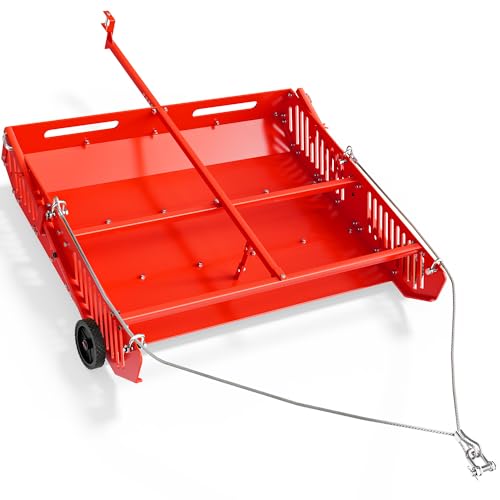 Red Horse Manure Scoop Tow Behind, 2-in-1 Tow Behind Manure Collector & Horse Paddock Cleaner, Pull Behind Pasture Manure Scoop for ATV UTV Tractor, Heavy Duty Horse Pasture Cleaner Yard Sweeper