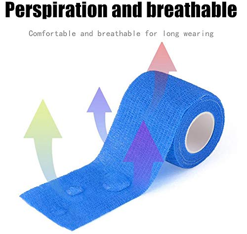 12 Pack Self Adhesive Bandage Wrap, 2" x 5 Yards, Cohesive Athletic Tape | Self Adhesive Bandage Wrap, Kuvvfe Athletic Elastic Cohesive Bandage for Sports Injury,Strain,Knee & Wrist,Ankle Sprains - size: 2x180 Inch (Pack of 12)