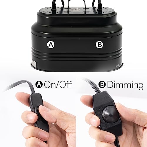 Dual Reptile Light Fixture with 2 Different Switches, Deep Dome Reptile Heat Lamp Fixture fit E26 Reptile Lamp, UVB Reptile Light Fixture Kit Perfect for Reptiles Amphibians