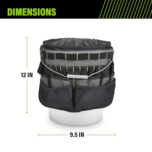 AWP Bucket Tool Organizer 51-pocket, Utility Tool Bag, 1 Pack | Water-Resistant , 51 pockets and loops for Screwdrivers and Electrical Accessories , Fits 5 Gallon buckets