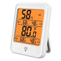Digital Thermometer Hygrometer, Indoor Humidity Monitor with Backlight | Max/min record, magnetic mount. Ideal for baby room, bedroom, home, office, wine cellar, white