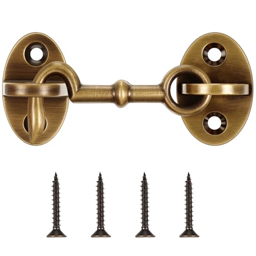 1 Piece 2.75 Inch Brass Hook and Eye Latch Gate Door Latch, Bronze | Cabin Hook Lock Door Lock Hardware Best for Window, Sliding, Shed, Fence, Gate, Cabinet, Bathroom, Closet - color: Bronze, size: 2.75 Inch