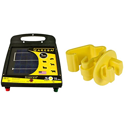Zareba ESP10M-Z 10-Mile Solar Low Impedance Electric Fence Fence Charger & ITY-Z Standard Snug-Fitting T-Post Insulator, 25 per Bag