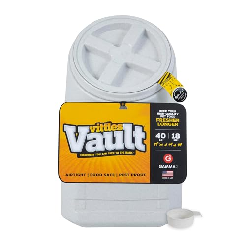 Vittles Vault Airtight Stackable Pet Food Storage Container, Up to 60lbs | BPA Free Plastic, Sealed Airtight for Kibble, Bird Seed, Oatmeal and More; Includes Scoop, Made in USA - size: 40 Pounds