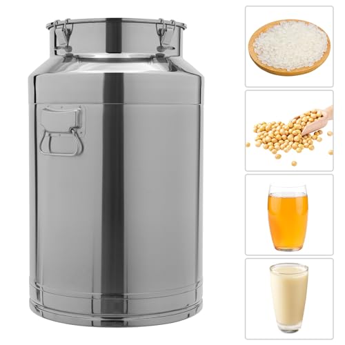 76L/20.1Gal Milk Can, 304 Stainless Steel Airtight Storage Pail with Locking Sealed Lid, Carry Handle, Heavy Duty Food Grade Bucket, Storage Container for Wine, Oil, Beverage, Home, Farm, Kitchen Use - size: 76L/20.1Gal