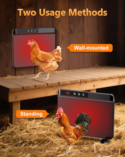 2026 Smart Heater for Chicken Coop, 200W Panel, UL Certified, Black | Heater For Chicken Coop With Adjustable Temp Remote, Winter Heating And Timer Thermostat Compatibility