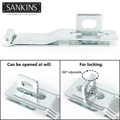 4.5" Swivel Staple Safety Hasps Latches with Twist Knob, Silver 2Pcs | Stainless steel gate door hasp lock, safety packlock clasp brushed finish lock latchs for fence, gate, cabinet, pet cage - color: Two Silver