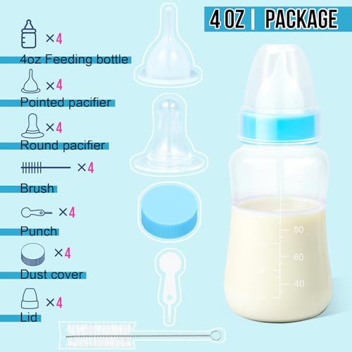 Puppy Kitten Nursing Bottle 4oz - Small Animal Feeding Kit with Nipples | Hand Feeding Supplies for Puppies, Kittens, Rabbits, Ferrets & Newborn Pets - color: BLUE