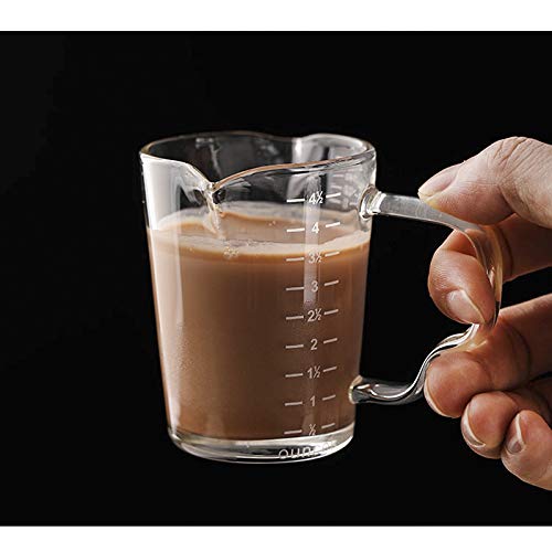 Espresso Shot Glasses 150ML Double Spouts Measuring Cup Triple Pitcher Milk Cup Wine Glass Pitcher Barista Measure Cup Liquid Heavy Glass Milk Cup Demitasse Cups Espresso Mugs Coffee Cups