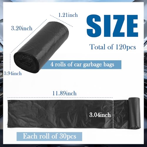 120PCS Mini Cars Trash Bag,Thickened & Tear-Resistant Cars Garbage Bag for Keeping Vehicle Tidy,Portable Car Trash Can Bags Automotive Accessories for Car,Desktop,Outdoor