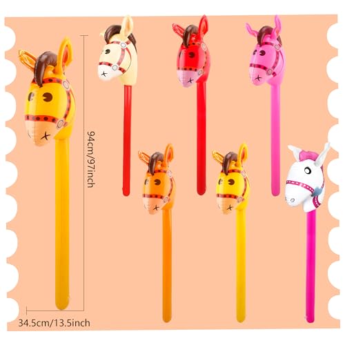 12 Pcs 40 Inch Inflatable Horsehead Stick Multicolor Blow Up Pony Stick Balloon for Kids Birthday Horse Themed Party Supplies (Color Set 1) - color: Color Set 1