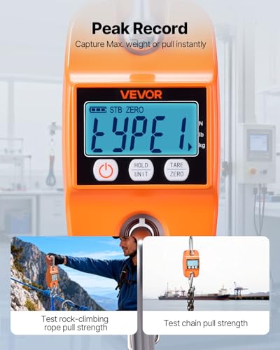 VEVOR Digital Crane Scale, 880 lbs/400 kg, Industrial Heavy Duty Hanging Scale with Cast Aluminum Case & LCD Screen, Handheld Mini Crane with Hooks for Farm, Hunting, Fishing, Outdoor, Garage (Orange) - style: 880 lbs/400 kg