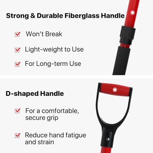 COSITA Pitch Fork for Garden, 44-Inches Pitchfork with Fiberglass Handle, Gardening Spading Fork with 4 Metal Tines, Heavy Duty Pitchfork for Manure, Mulch, Digging, Aeration, Red