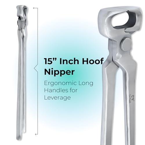 15" Hoof Nipper, Carbon Steel & Chrome Vanadium Farrier Tool for Horses – Durable, Sharp & Rust-Resistant - size: 15"Hoof Nipper